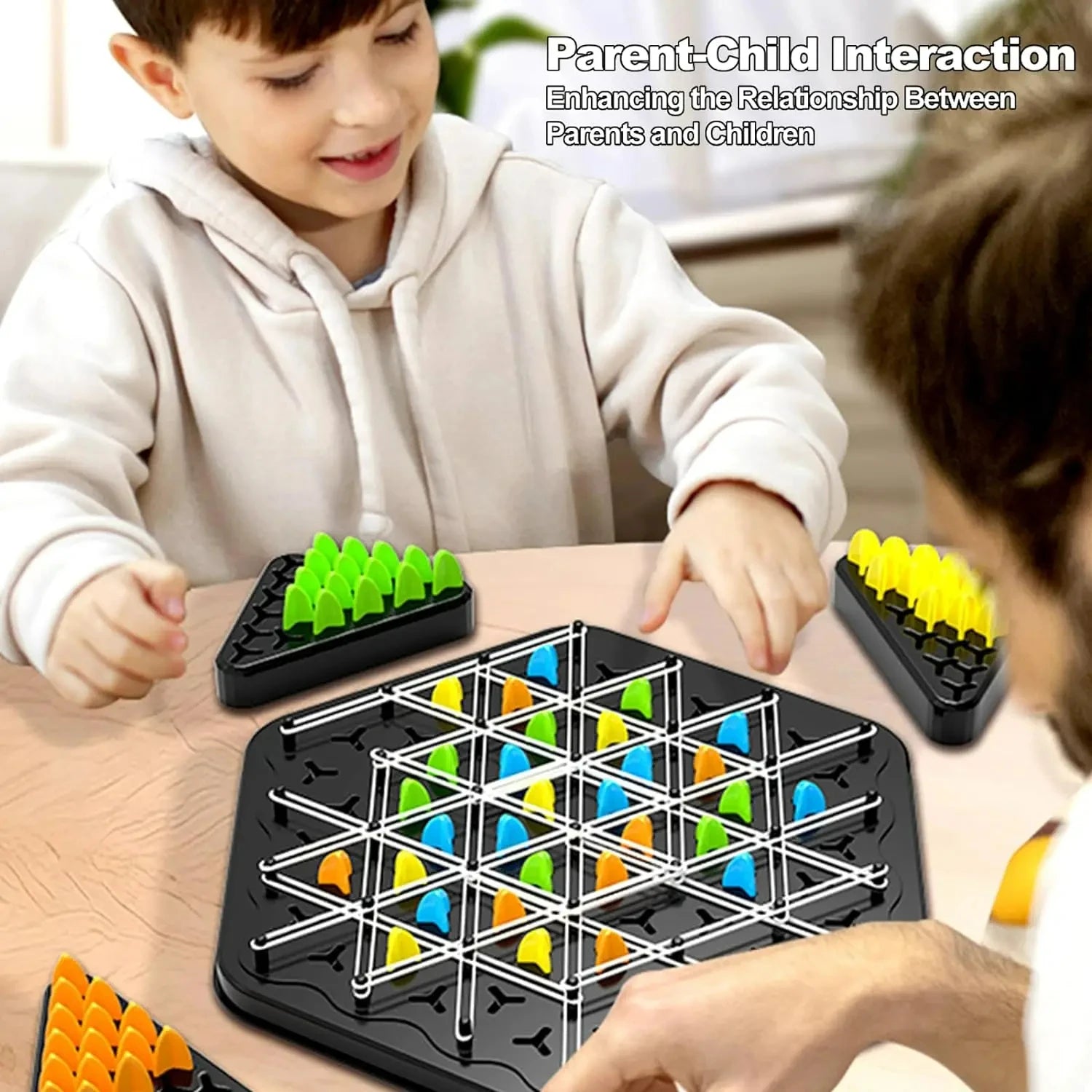 Chain Triangle Chess Game Triggle Rubber Band Game Educational Interactive Game Battle Set for Family Party Gift