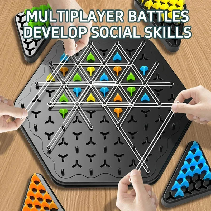 Chain Triangle Chess Game Triggle Rubber Band Game Educational Interactive Game Battle Set for Family Party Gift