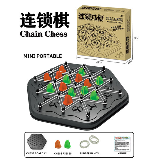 Chain Triangle Chess Game Triggle Rubber Band Game Educational Interactive Game Battle Set for Family Party Gift